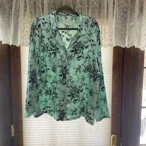 Minty Green/Blue and Black Floral Women’s Pajama Set
